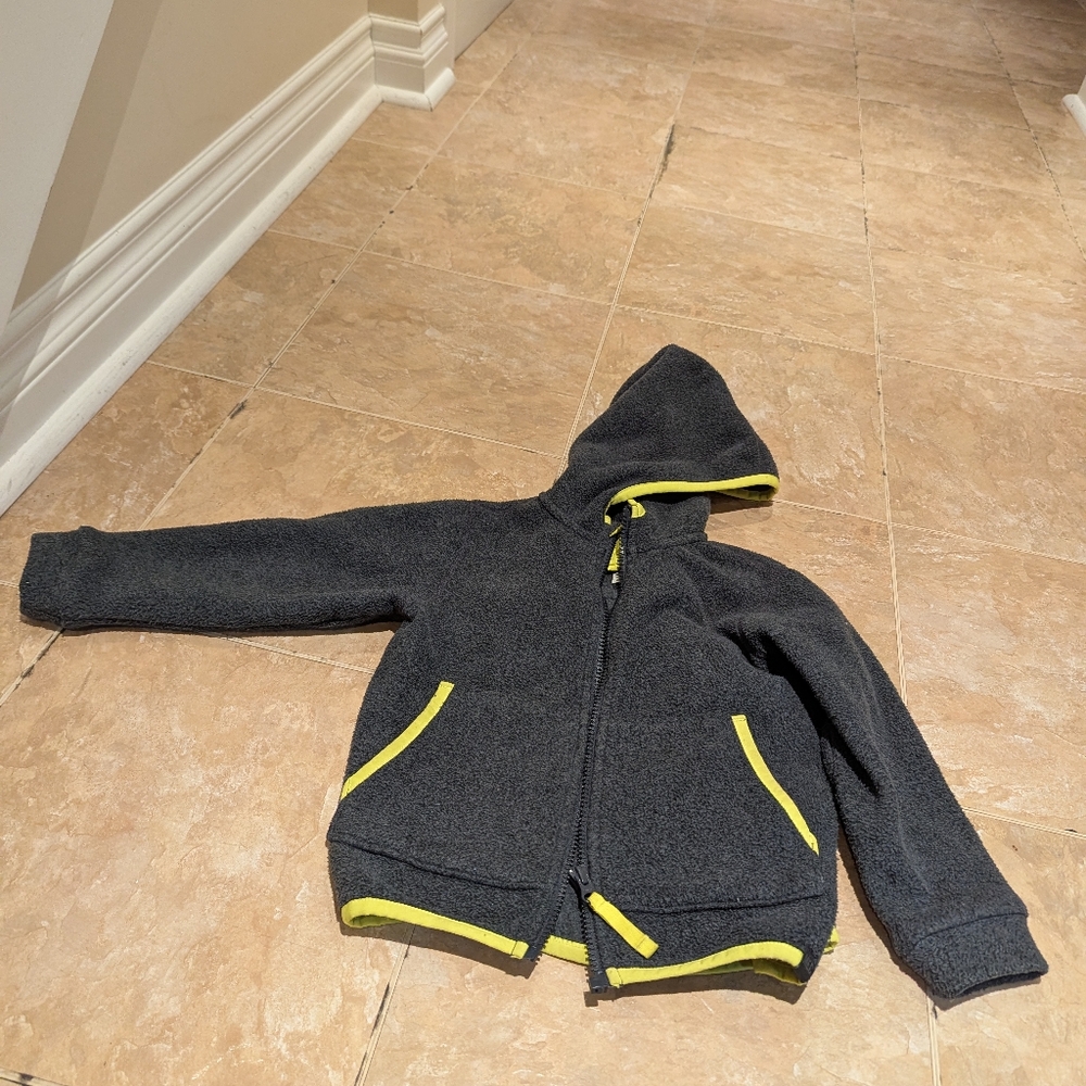 Kids MEC Fleece Jacket Gray with Yellow Accents